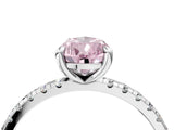 Platinum Fancy Pink Pear Cut Diamond Brilliant Solitaire Ring with Pavé Band and Four-Prong Setting_40
