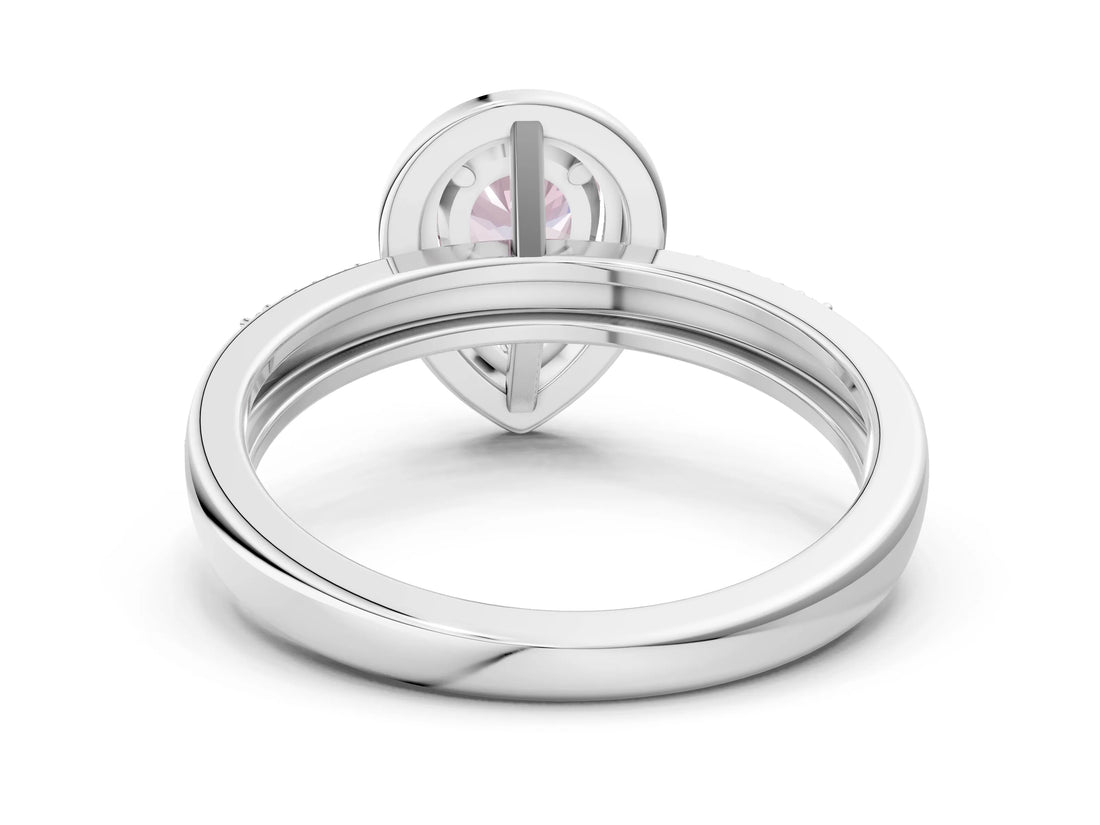 Platinum Fancy Pink Pear Cut Diamond Double Halo Ring with Split Shank and Four-Prong Setting_12