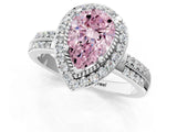 Platinum Fancy Pink Pear Cut Diamond Double Halo Ring with Split Shank and Four-Prong Setting_13