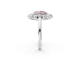 Platinum Fancy Pink Pear Cut Diamond Floral Double Halo Engagement Ring with Prong Setting_146