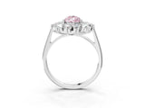 Platinum Fancy Pink Pear Cut Diamond Floral Double Halo Engagement Ring with Prong Setting_147