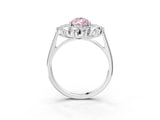 Platinum Fancy Pink Pear Cut Diamond Floral Double Halo Engagement Ring with Prong Setting_45