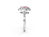 Platinum Fancy Pink Pear Cut Diamond Floral Halo Split Shank Prong Setting Ring_8