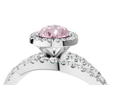 Platinum Fancy Pink Pear Cut Diamond Halo Ring with Round Split Shank and Prong Setting_4