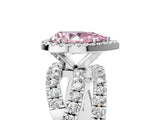 Platinum Fancy Pink Pear Cut Diamond Halo Ring with Round Split Shank and Prong Setting_5