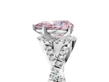 Platinum Fancy Pink Pear Cut Diamond  Halo Twist Band Solitaire Prong Setting Ring_17