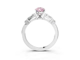 Platinum Fancy Pink Pear  Cut Diamond Ring with Baguette Side Stones, Channel Set Band, and Four-Prong Setting_15