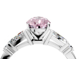 Platinum Fancy Pink Pear  Cut Diamond Ring with Baguette Side Stones, Channel Set Band, and Four-Prong Setting_16