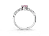 Platinum Fancy Pink Pear Cut Diamond Scattered Round Accent Ring with Prong Setting_3