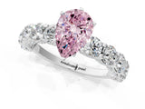 Platinum Fancy Pink Pear Cut Diamond Side Stone Engagement Ring with Four-Prong Setting_32