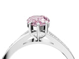Platinum Fancy Pink Pear Cut Diamond Solitaire Ring with Pavé Band and Prong Setting_16
