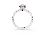 Platinum Fancy Pink Pear Cut Diamond Solitaire Ring with Round  Pavé Band and Four-Prong Setting_39