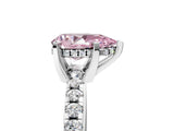 Platinum Fancy Pink Pear Cut Diamond Solitaire Ring with Round  Pavé Band and Four-Prong Setting_41