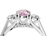 Platinum Fancy Pink Pear Cut Diamond Three-Stone Engagement Ring with Prong Setting and Pavé Band_16