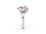 Platinum Fancy Pink Pear Cut Diamond Three-Stone Halo Ring with Prong Setting and Pavé Accents_14
