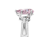 Platinum Fancy Pink Pear Cut Diamond Three-Stone Ring with Prong Setting and Pavé Band_17