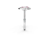 Platinum Fancy Pink Pear Cut Halo Bezel Diamond Pave Band Ring_8