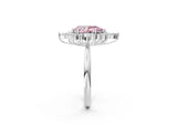 Platinum Fancy Pink Pear Cut Halo Diamond Cluster Ring with Marquise and Round Stones on a White Gold Band with Prong Setting_2