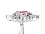 Platinum Fancy Pink Pear Cut Halo Diamond Cluster Ring with Marquise and Round Stones on a White Gold Band with Prong Setting_5