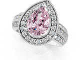 Platinum Fancy Pink Pear Cut Halo Diamond Engagement Ring with Pave Split Shank and Four-Prong Setting_37