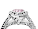 Platinum Fancy Pink Pear Cut Halo Diamond Split Shank Pave Ring_10