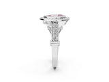 Platinum Fancy Pink Pear Cut Halo Diamond Split Shank Pave Ring_8