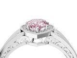 Platinum Fancy Pink Pear Cut Halo Diamond Split Shank Ring with Prong Setting_10