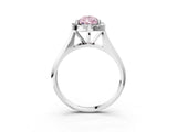 Platinum Fancy Pink Pear  Cut Halo Solitaire Engagement Ring with Square Band and Four-Prong Setting_15