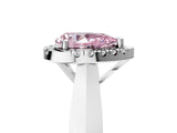 Platinum Fancy Pink Pear  Cut Halo Solitaire Engagement Ring with Square Band and Four-Prong Setting_17