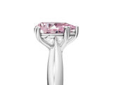 Platinum Fancy Pink Pear  Cut Solitaire Engagement Ring with Tapered Band and Four-Prong Setting