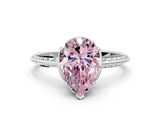 Platinum Fancy Pink Pear Cut Solitaire Split Shank Pave Diamond Engagement Ring with Four-Prong Setting_6