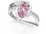Platinum Fancy Pink Pear Cut Solitaire Tension-Set Diamond Split Shank Ring_7