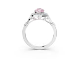 Platinum Fancy Pink Pear  Halo Diamond Engagement Ring with Twisted Band and Four-Prong Setting 3