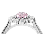 Platinum Fancy Pink Pear  Halo Milgrain Pave Diamond Ring with Four-Prong Setting 5