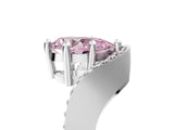 Platinum Fancy Pink Pear  Solitaire Diamond Engagement Ring with Pave Band and Four-Prong Setting 5