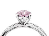 Platinum Fancy Pink Pear  Solitaire Diamond Engagement Ring with XO Engraved Band and Four-Prong Setting 4