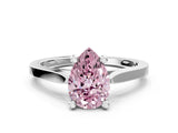 Platinum Fancy Pink Pear  Solitaire Diamond Ring with Four-Prong Setting and Tapered Band 1