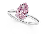 Platinum Fancy Pink Pear  Solitaire Diamond Ring with a Classic Band and Four-Prong Setting 1