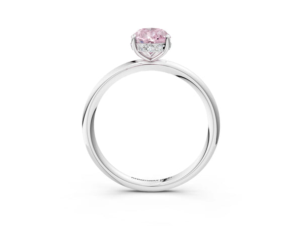 Platinum Fancy Pink Pear  Solitaire Diamond Ring with a Classic Band and Four-Prong Setting