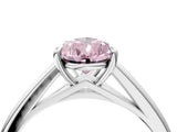 Platinum Fancy Pink Pear  Solitaire Engagement Ring with Four-Prong Setting and Classic Band