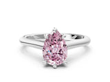 Platinum Fancy Pink Pear  Solitaire Engagement Ring with Six-Prong Setting and Classic Band 1