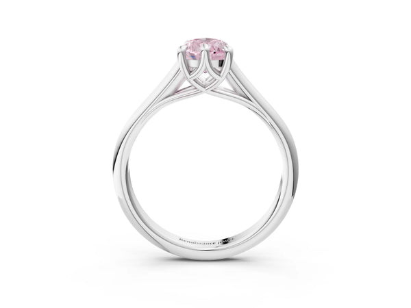 Platinum Fancy Pink Pear  Solitaire Engagement Ring with Six-Prong Setting and Classic Band