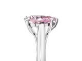 Platinum Fancy Pink Pear  Solitaire Engagement Ring with Six-Prong Setting and Classic Band