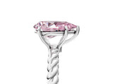 Platinum Fancy Pink Pear  Solitaire Twist Band Ring with Four-Prong Setting_6