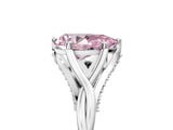 Platinum Fancy Pink Pear  Solitaire Twist Band Six-Prong Setting