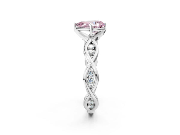 Platinum Pear-Shaped Accented Twist Engagement Ring Setting for Fancy Pink Center