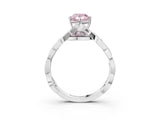 Platinum Fancy Pink Pear  Solitaire Twist Band with Leaf Prong Setting 4