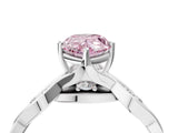 Platinum Fancy Pink Pear  Solitaire Twist Band with Leaf Prong Setting 5