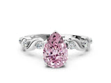 Platinum Fancy Pink Pear  Solitaire Twisted Band with Prong Setting 1