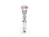 Platinum Fancy Pink Princess Cut Brilliant Diamond Pavé Band with Six-Prong Setting_20